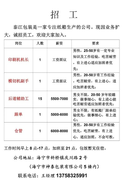 大地纺织品公司招聘启事