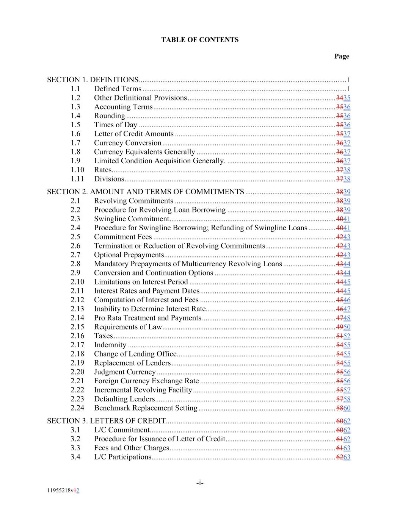 Table of Contents: