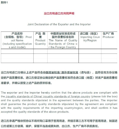进口纺织品符合性声明