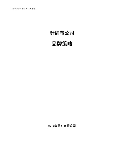 纺织品品牌推广策划书撰写指南