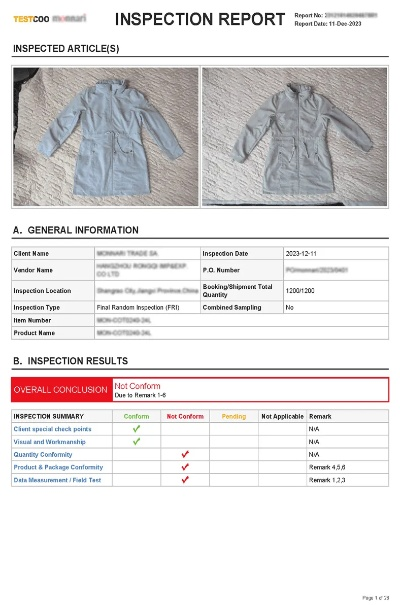 Textile Inspection Report