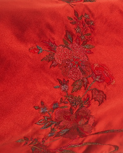 The Colorful Canvas of Nantongs Red Mandarin Peony Textiles